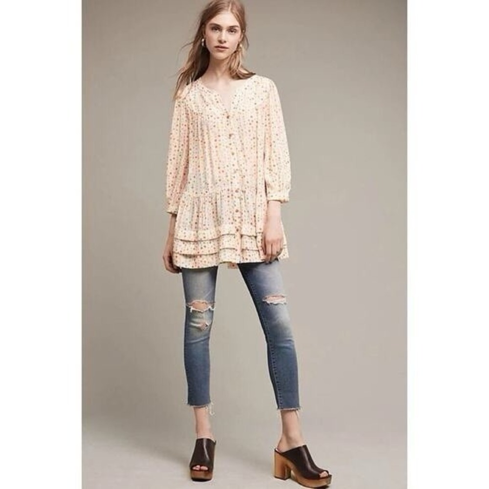 Maeve Cream Floral Peasant Tunic